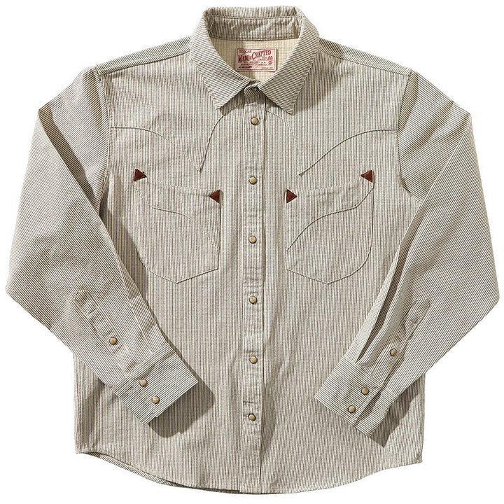 Vintage Beige Woven Stripe Western Cowboy Shirt - Beige - 2XL - image 1