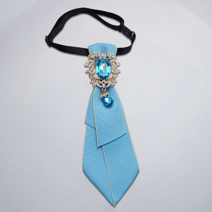 Adjustable Solid Color Crystal Diamond Women's Necktie - Blue - image 3
