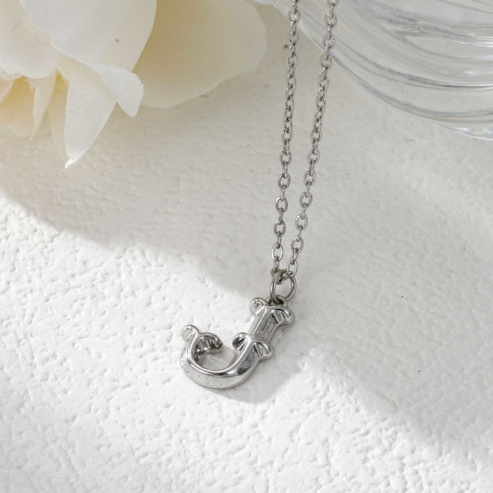 Elegant Golden & Sliver Letter Pendant Women's Necklace - Silver - J - image 37