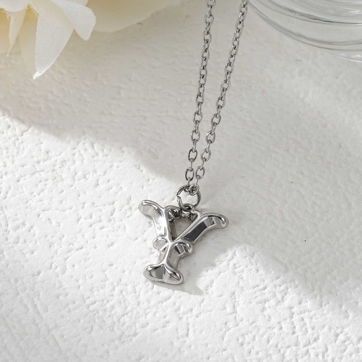 Elegant Golden & Sliver Letter Pendant Women's Necklace - Silver - Y - image 52