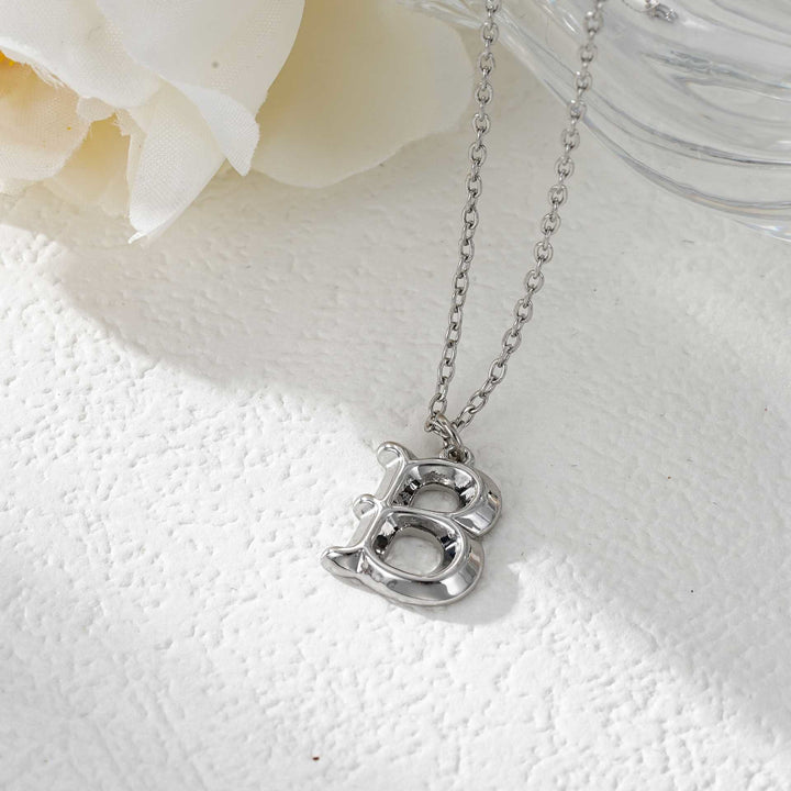 Elegant Golden & Sliver Letter Pendant Women's Necklace - Silver - B - image 29