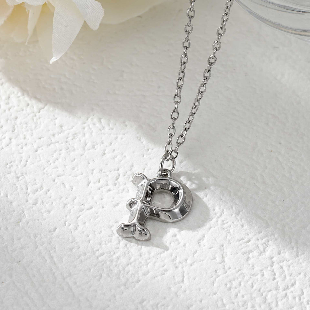 Elegant Golden & Sliver Letter Pendant Women's Necklace - Silver - P - image 43