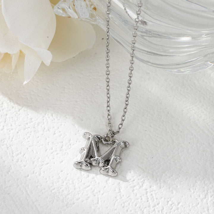 Elegant Golden & Sliver Letter Pendant Women's Necklace - Silver - M - image 40