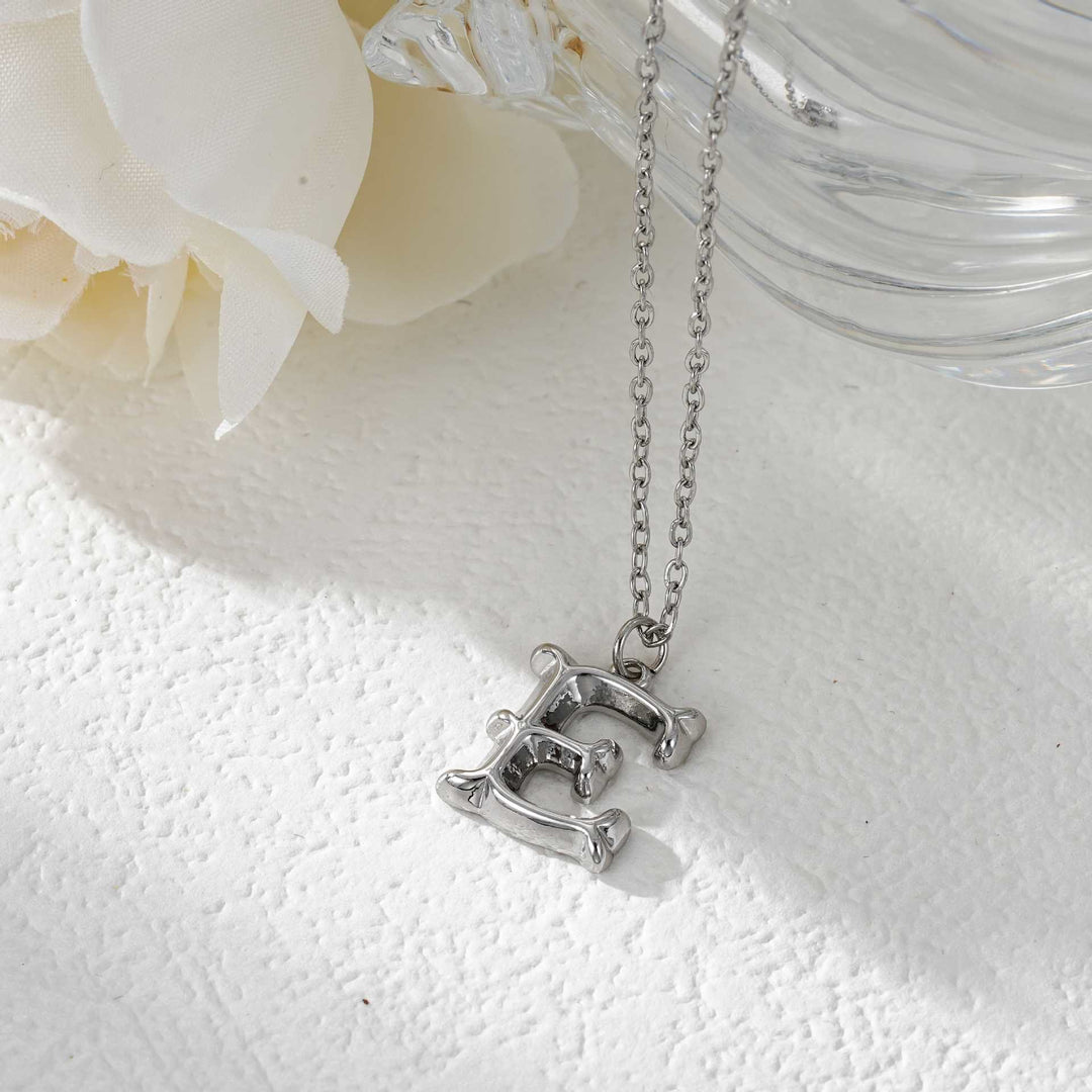 Elegant Golden & Sliver Letter Pendant Women's Necklace - Silver - E - image 32