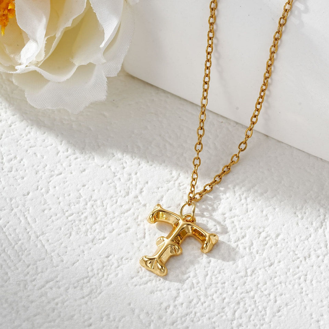 Elegant Golden & Sliver Letter Pendant Women's Necklace - Golden - T - image 21
