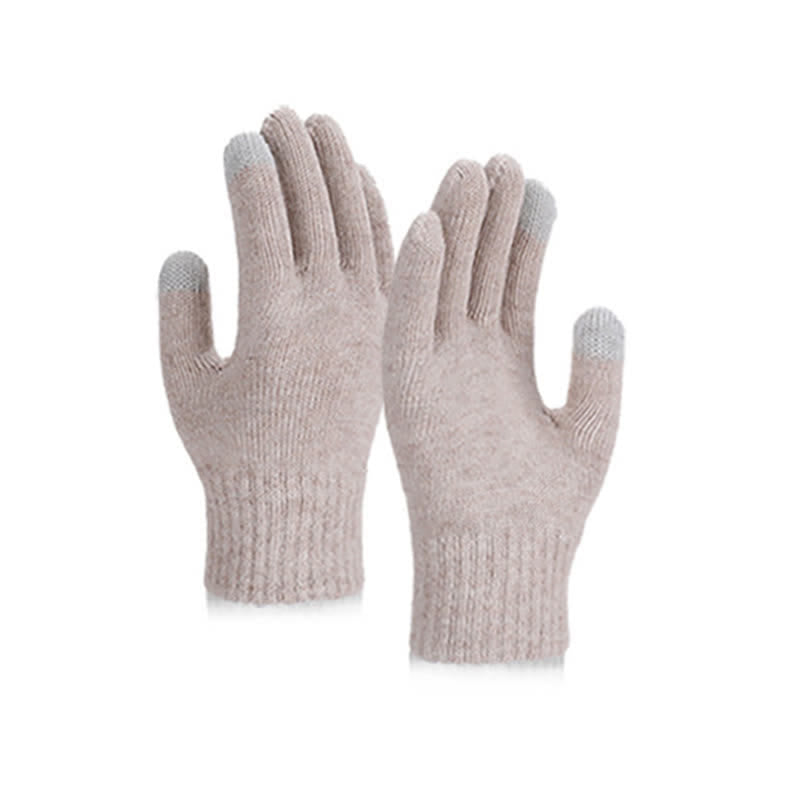 3Pcs Solid Color Knitted Beanie Hat Scarf Gloves Set - image 6