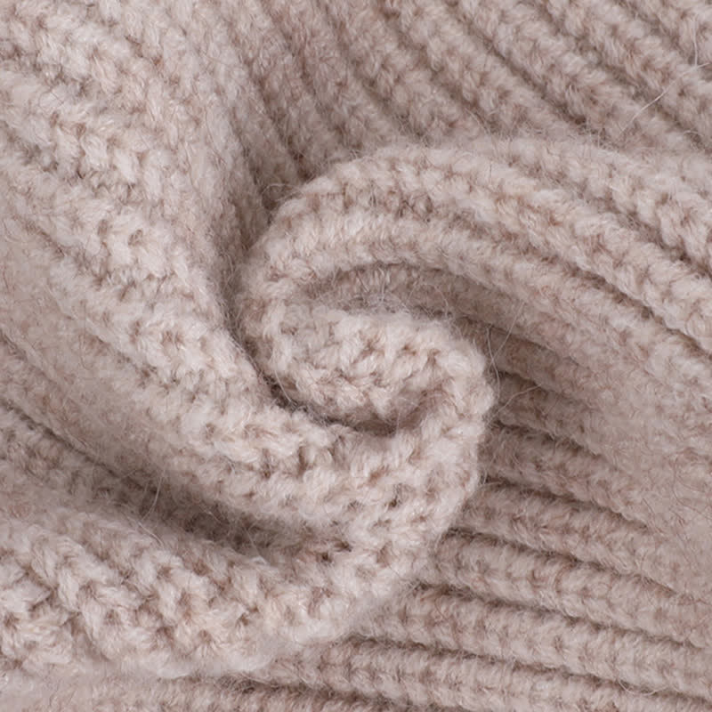 3Pcs Solid Color Knitted Beanie Hat Scarf Gloves Set - image 7