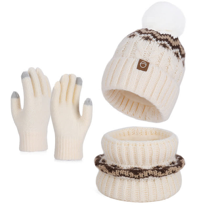 3Pcs Minimalist Style Hat Neck Gaiter Gloves Set - Ivory - Adjustable (21 1/4"-22 7/8") - image 4