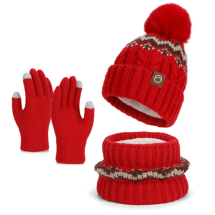 3Pcs Minimalist Style Hat Neck Gaiter Gloves Set - Red - Adjustable (21 1/4"-22 7/8") - image 10