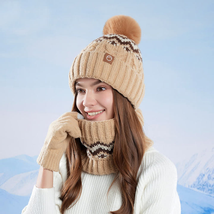 3Pcs Minimalist Style Hat Neck Gaiter Gloves Set - image 1