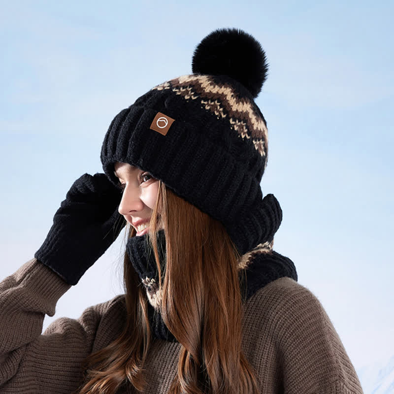 3Pcs Minimalist Style Hat Neck Gaiter Gloves Set - image 15