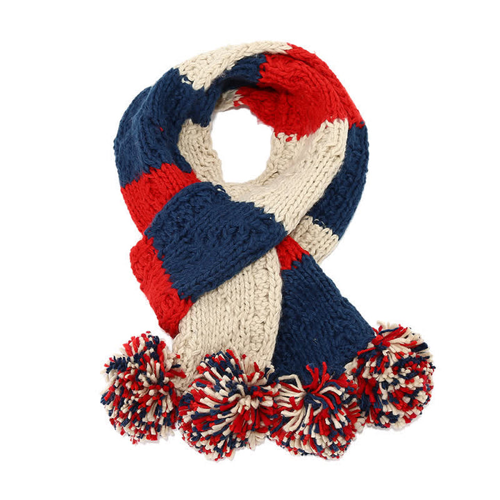 3Pcs Twist Design Hat Scarf Gloves Set With Pom Pom - image 3