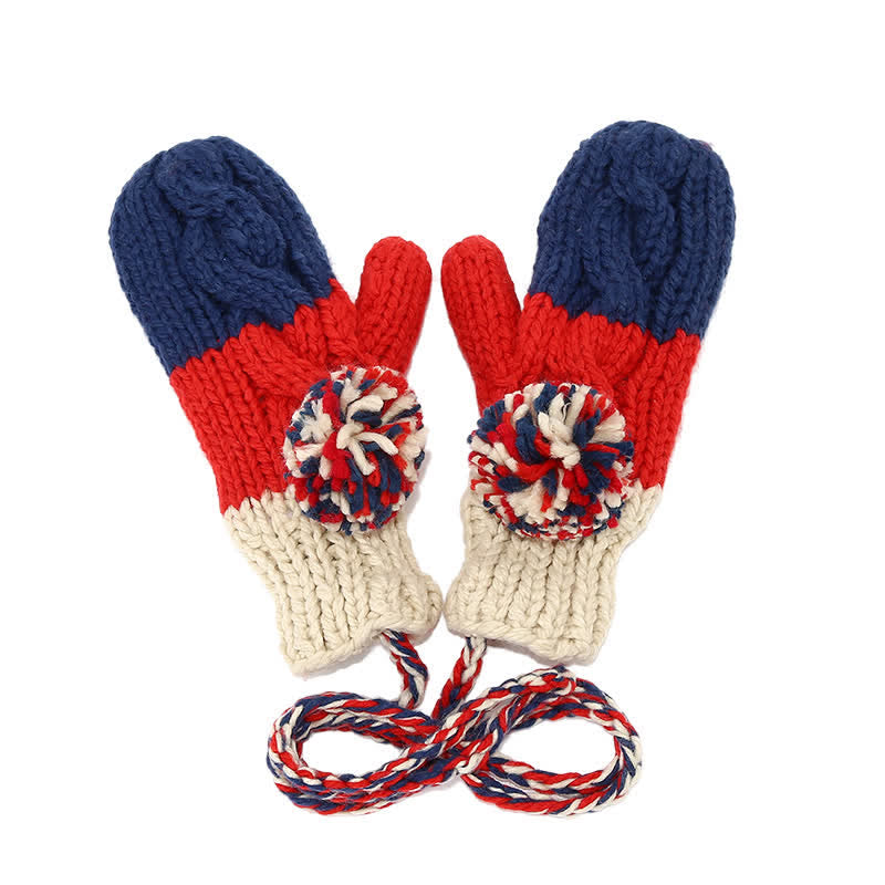3Pcs Twist Design Hat Scarf Gloves Set With Pom Pom - image 5