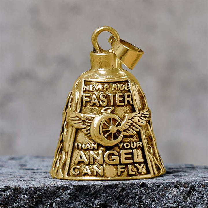 Angel Wing Wheel Lucky Bell Keychain For Riding - Golden - Pendant - image 5