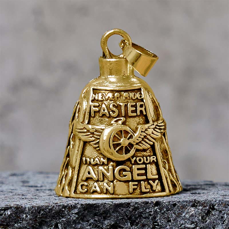 Angel Wing Wheel Lucky Bell Keychain For Riding - Golden - Pendant - image 5