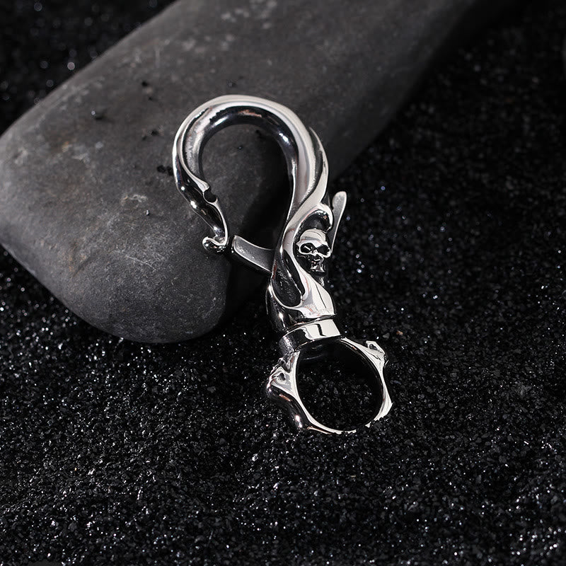 Sliver Exquisite Skull Stainless Steel Keychain - Silver - image 0