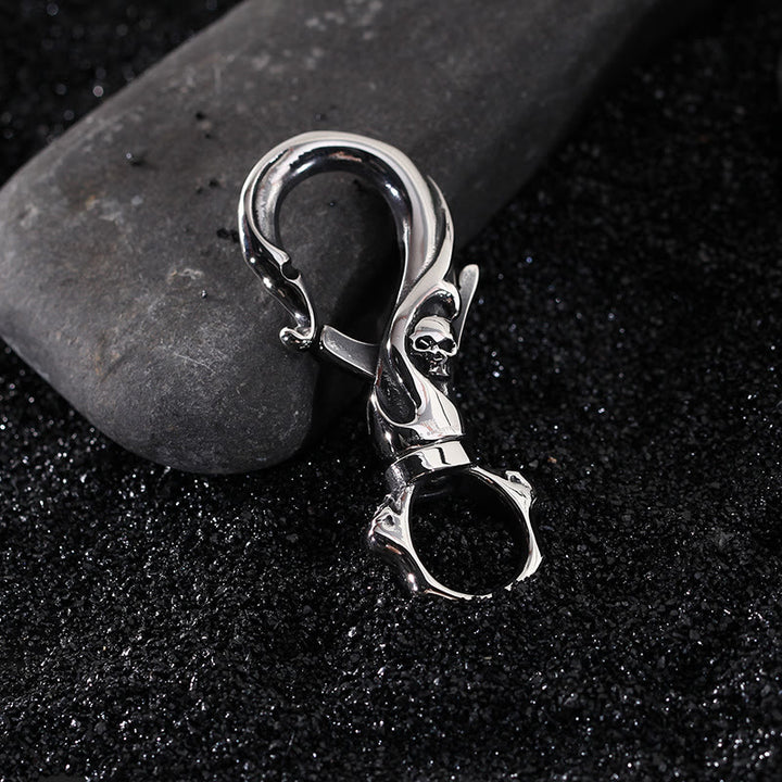 Sliver Exquisite Skull Stainless Steel Keychain - Silver - image 0
