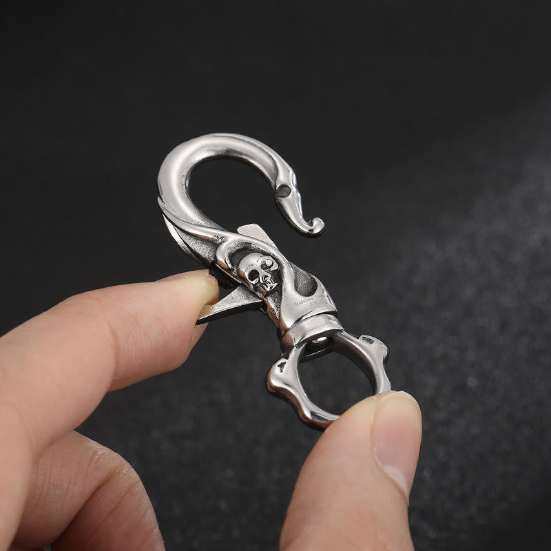 Sliver Exquisite Skull Stainless Steel Keychain - image 3