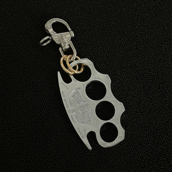 Silver Self-defense Knuckle Duster Double Ring Keychain - image 2