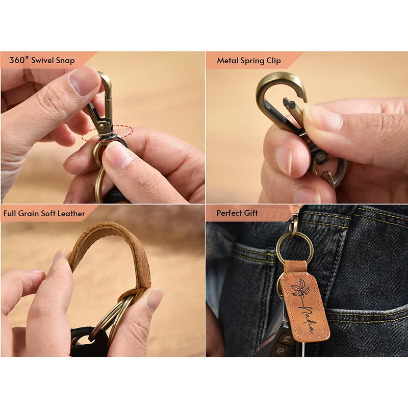 Cutsom Engraved Personalized Gift Leather Keychain - image 6