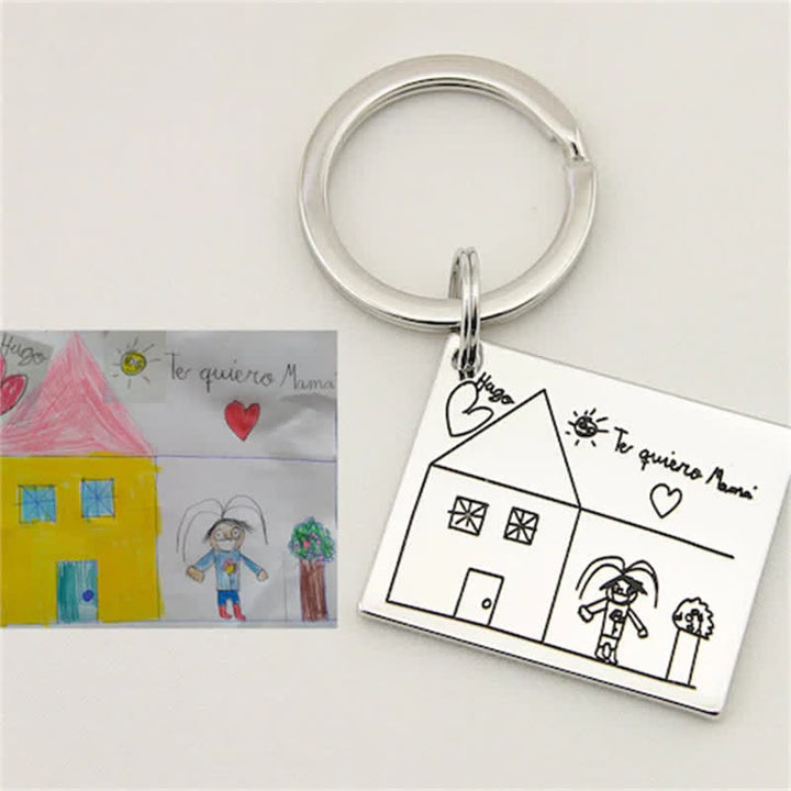 Creative Cutsom Actual Kids Drawing Artwork Keychain - image 3