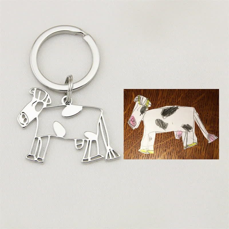 Creative Cutsom Actual Kids Drawing Artwork Keychain - image 2