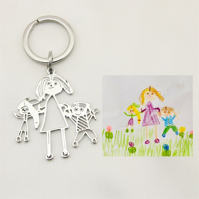 Creative Cutsom Actual Kids Drawing Artwork Keychain - image 5