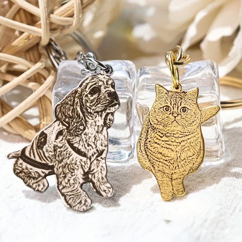Custom Pet Portrait Memorial Photo Keychain - image 1