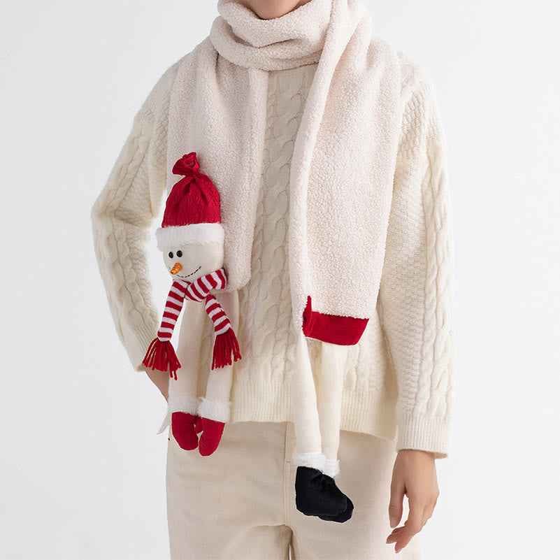 Merry Christmas Red Hat Snowman Winter Knitted Scarf - image 6