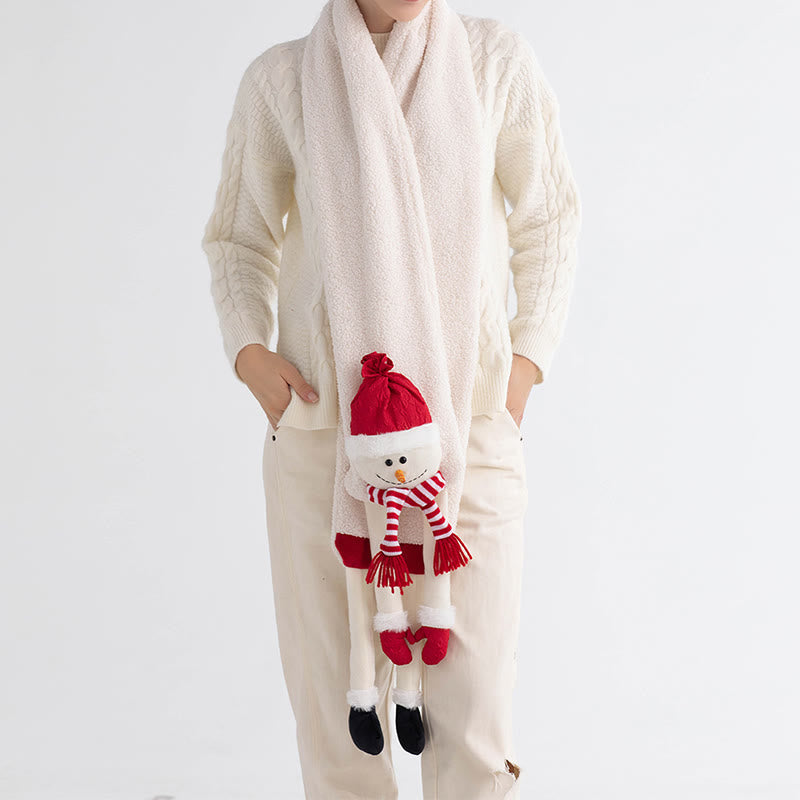 Merry Christmas Red Hat Snowman Winter Knitted Scarf - image 4
