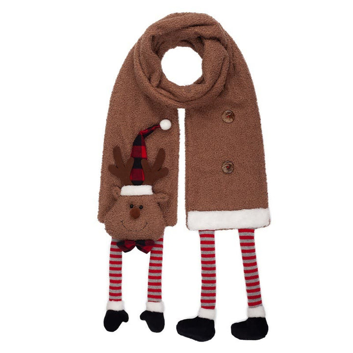 Christmas Brown Cute Elk Winter Warm Scarf - Brown - image 0