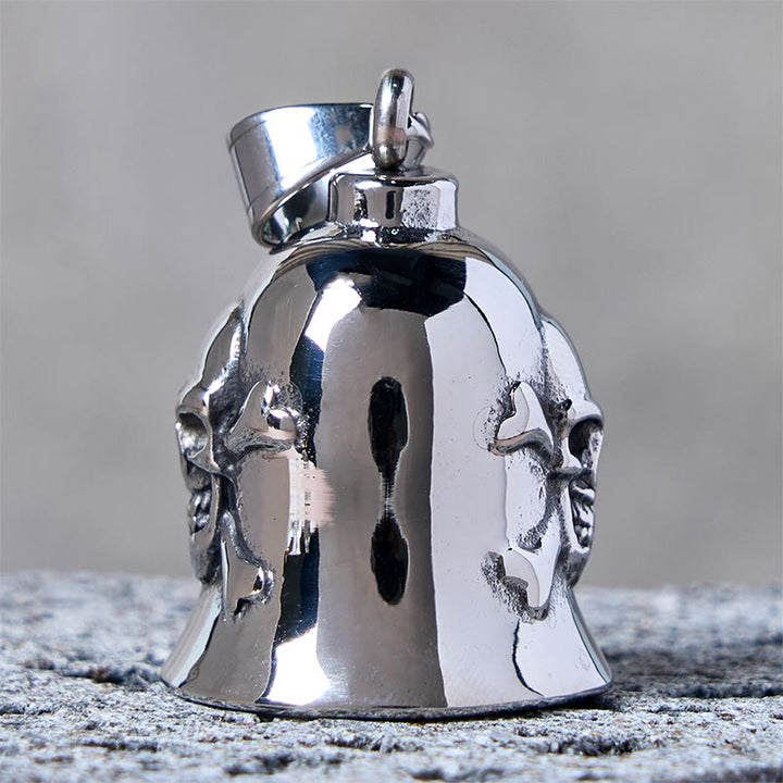 Silver Viking Skull Riding Bell Keychain - image 4
