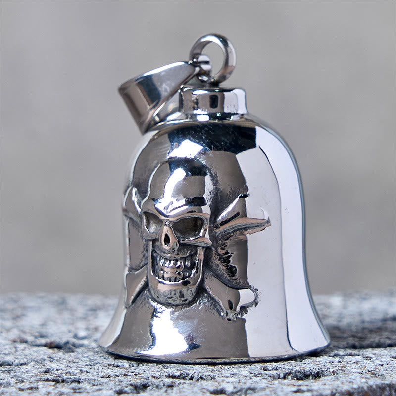 Silver Viking Skull Riding Bell Keychain - image 2