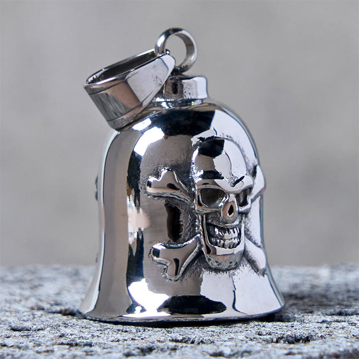 Silver Viking Skull Riding Bell Keychain - image 3