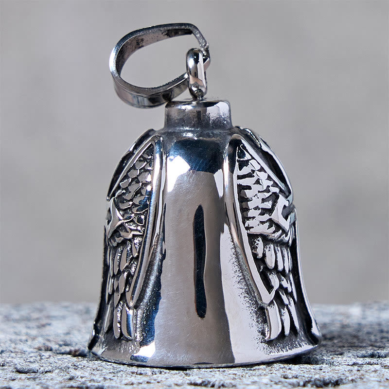 Silver Viking Cross And Wings Bell Keychain - image 4