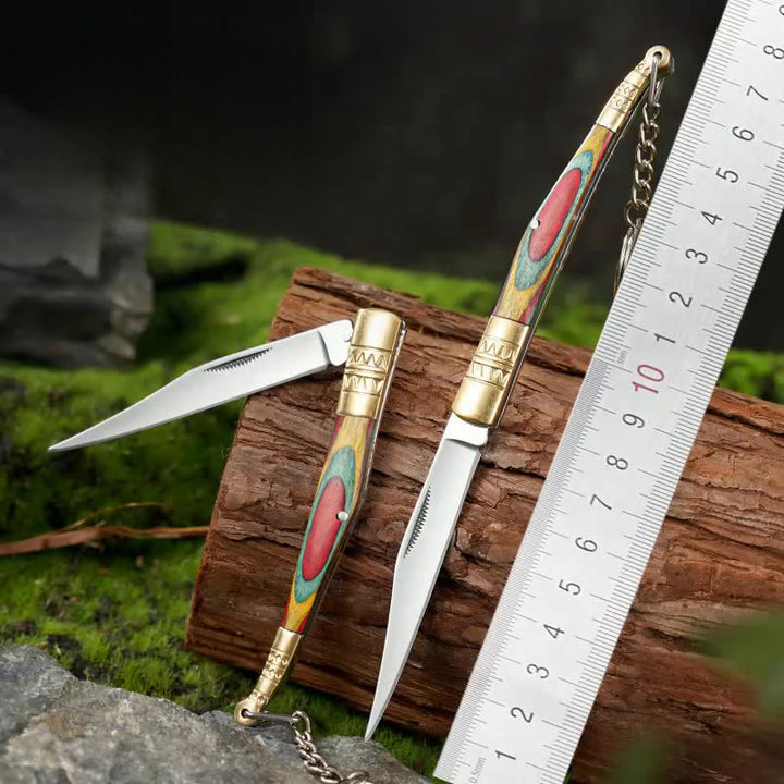 Colorful Handle Outdoor Folding Knife White Crystal Buddha Hand Necklace - image 4