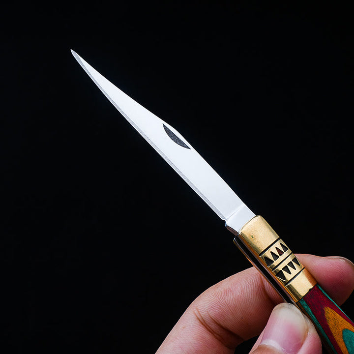 Colorful Brass Folding Knife Buddha Hand & Redstone Necklace - image 4