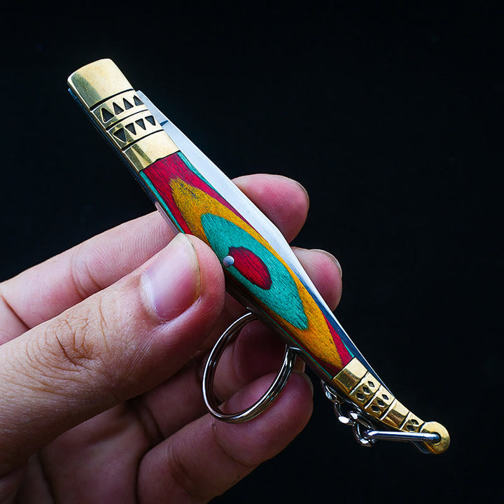 Colorful Brass Folding Knife Buddha Hand & Redstone Necklace - image 5