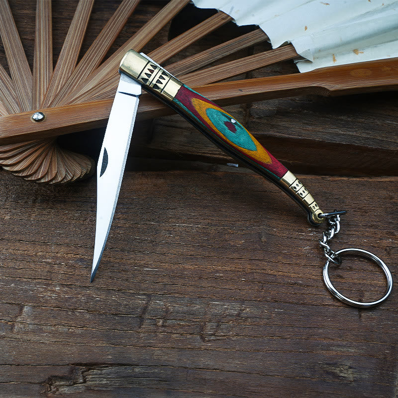 Colorful Brass Folding Knife Buddha Hand & Redstone Necklace - image 5