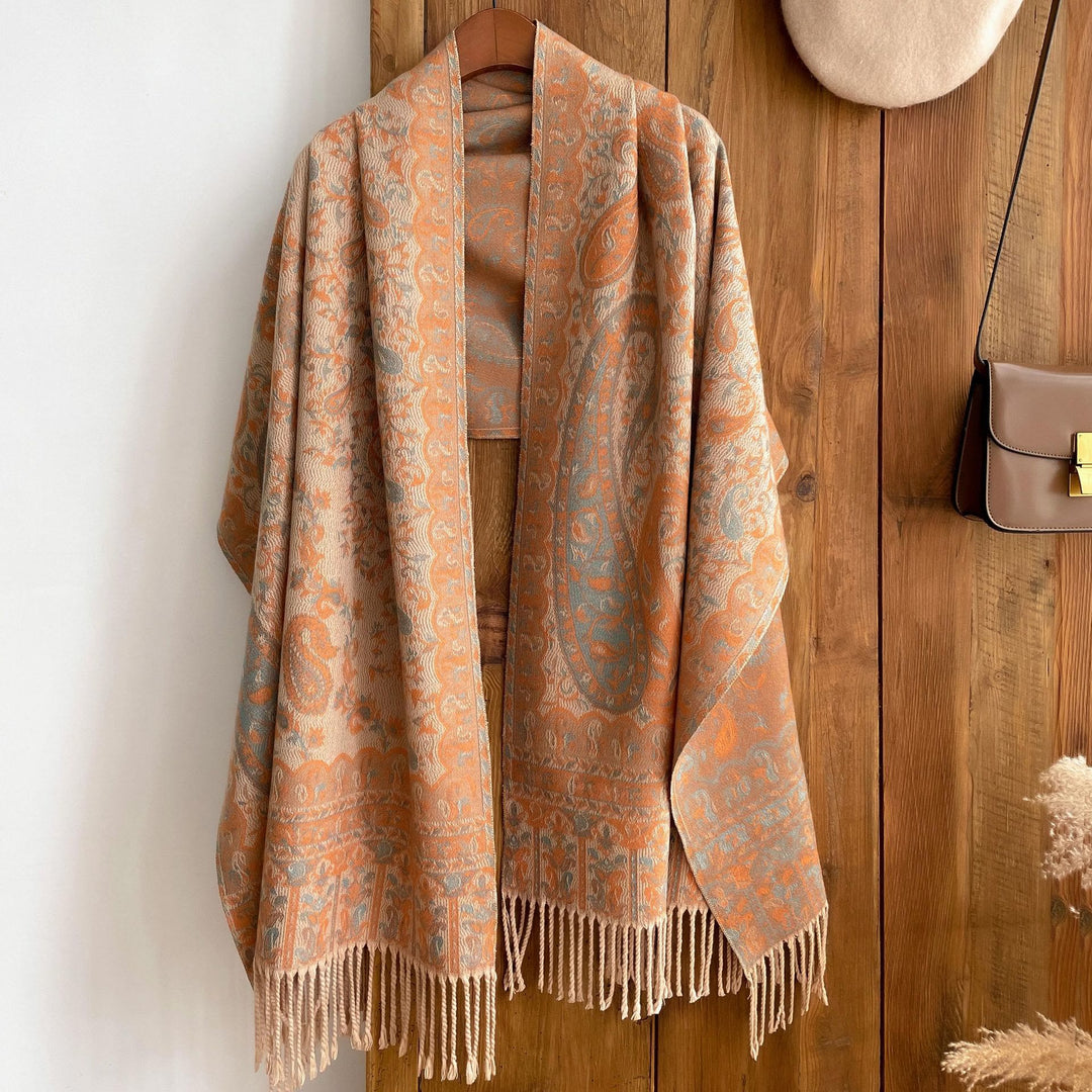 Retro Bohemian Style Cashew Print Shawl Scarf For Warmth - image 1