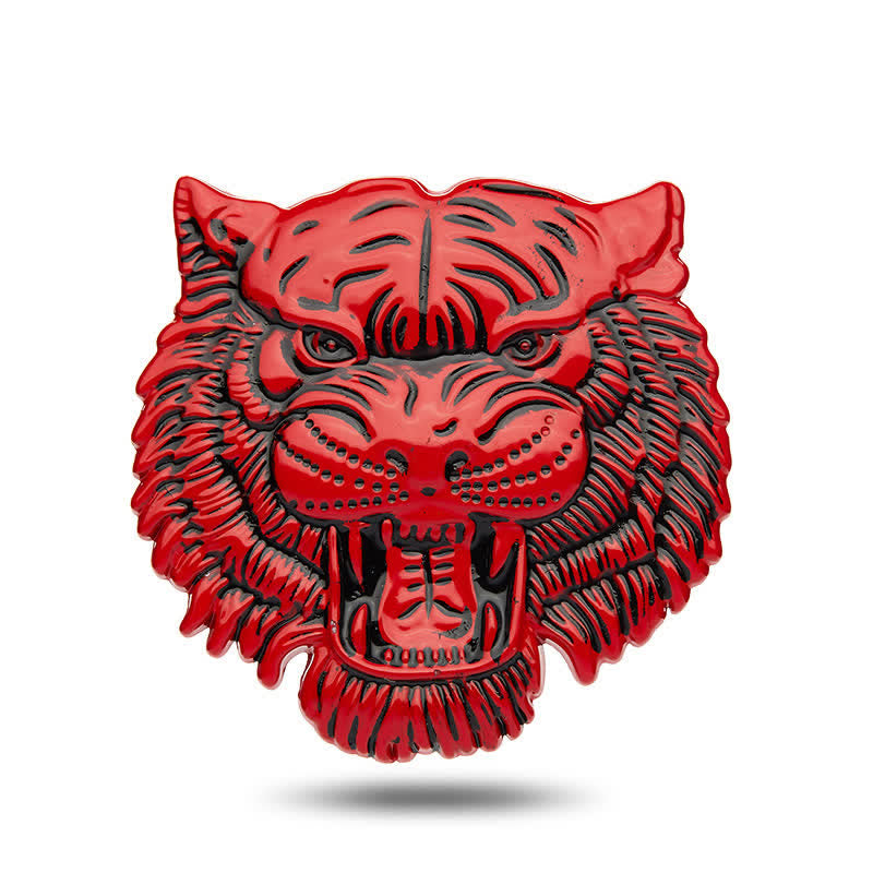 Domineering Tiger Head Metal Sticker Car Badge - Red - image 1