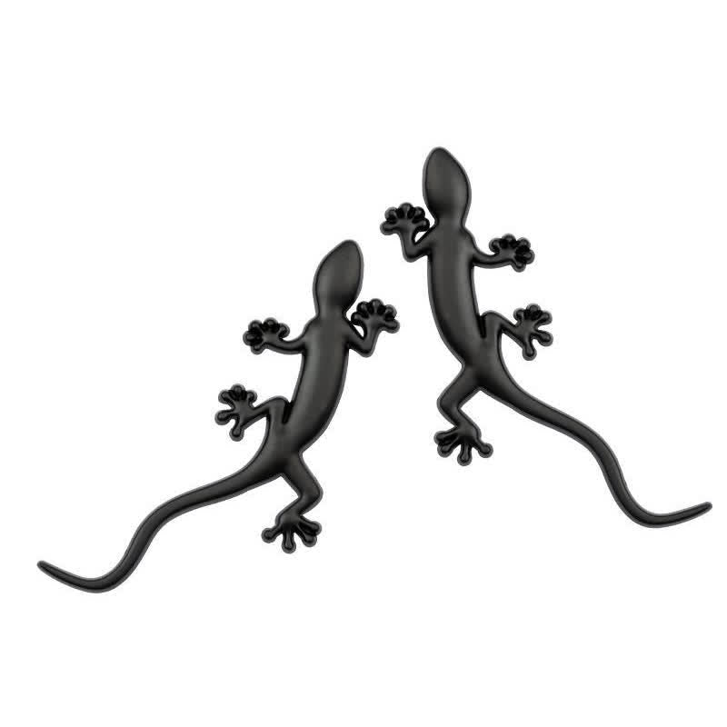 1 Pair Of  Gecko Animal Metal Sticker Car Badge - Black - image 1