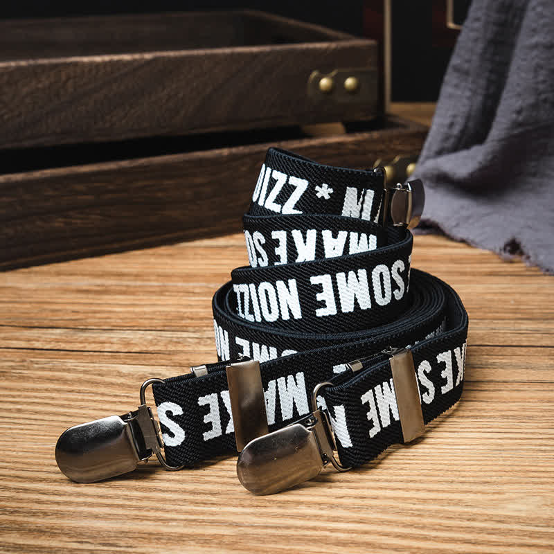 Black & White Letter-Printed Y-back Elastic Suspenders - image 2