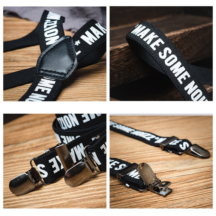 Black & White Letter-Printed Y-back Elastic Suspenders - image 3