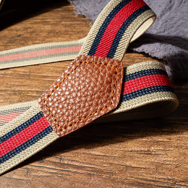 Red & Beige Striped Y-back Elastic Suspenders - image 3