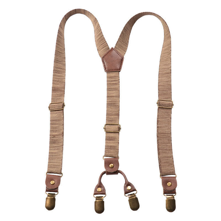 Dark Khaki Nostalgic Casual Y-back Elastic Suspenders - image 4
