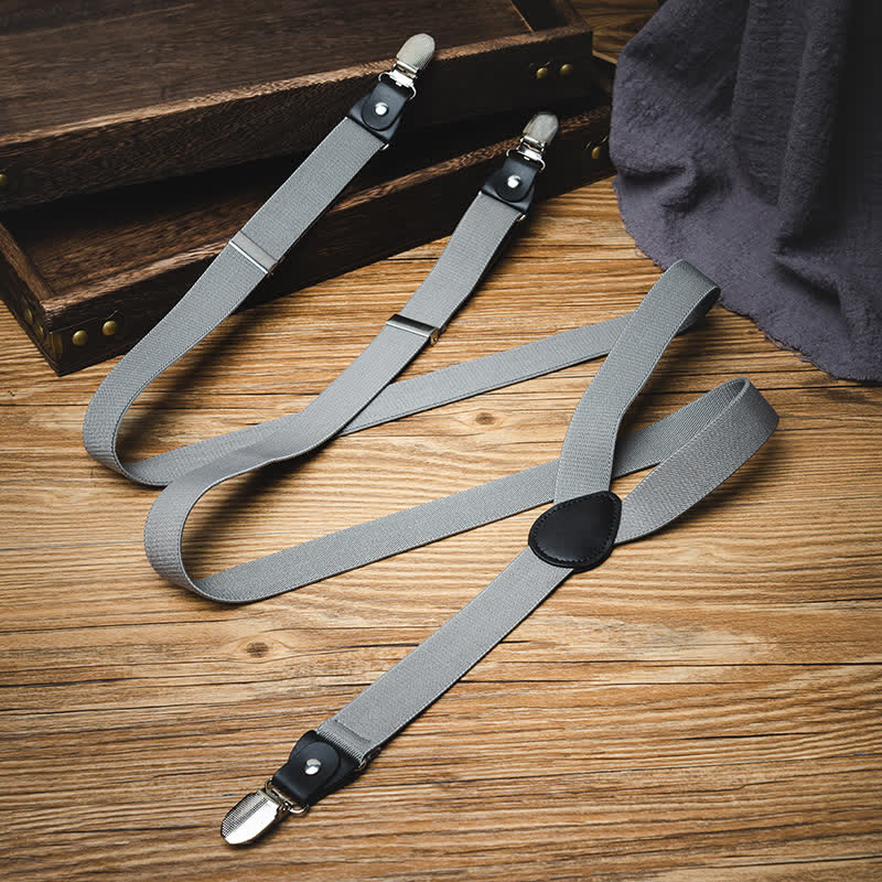 Solid Gray Gentleman Y-back Elastic Suspenders - image 1