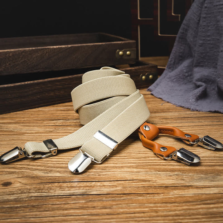 Light Khaki Best Man Y-back Elastic Suspenders - image 2