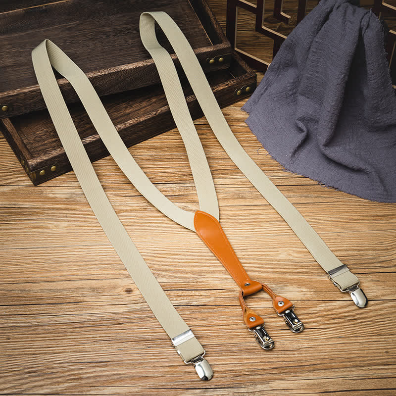 Light Khaki Best Man Y-back Elastic Suspenders - Light Khaki - image 0