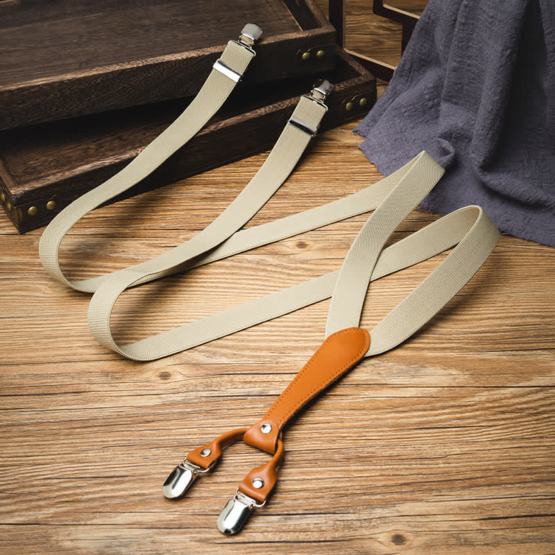 Light Khaki Best Man Y-back Elastic Suspenders - image 1
